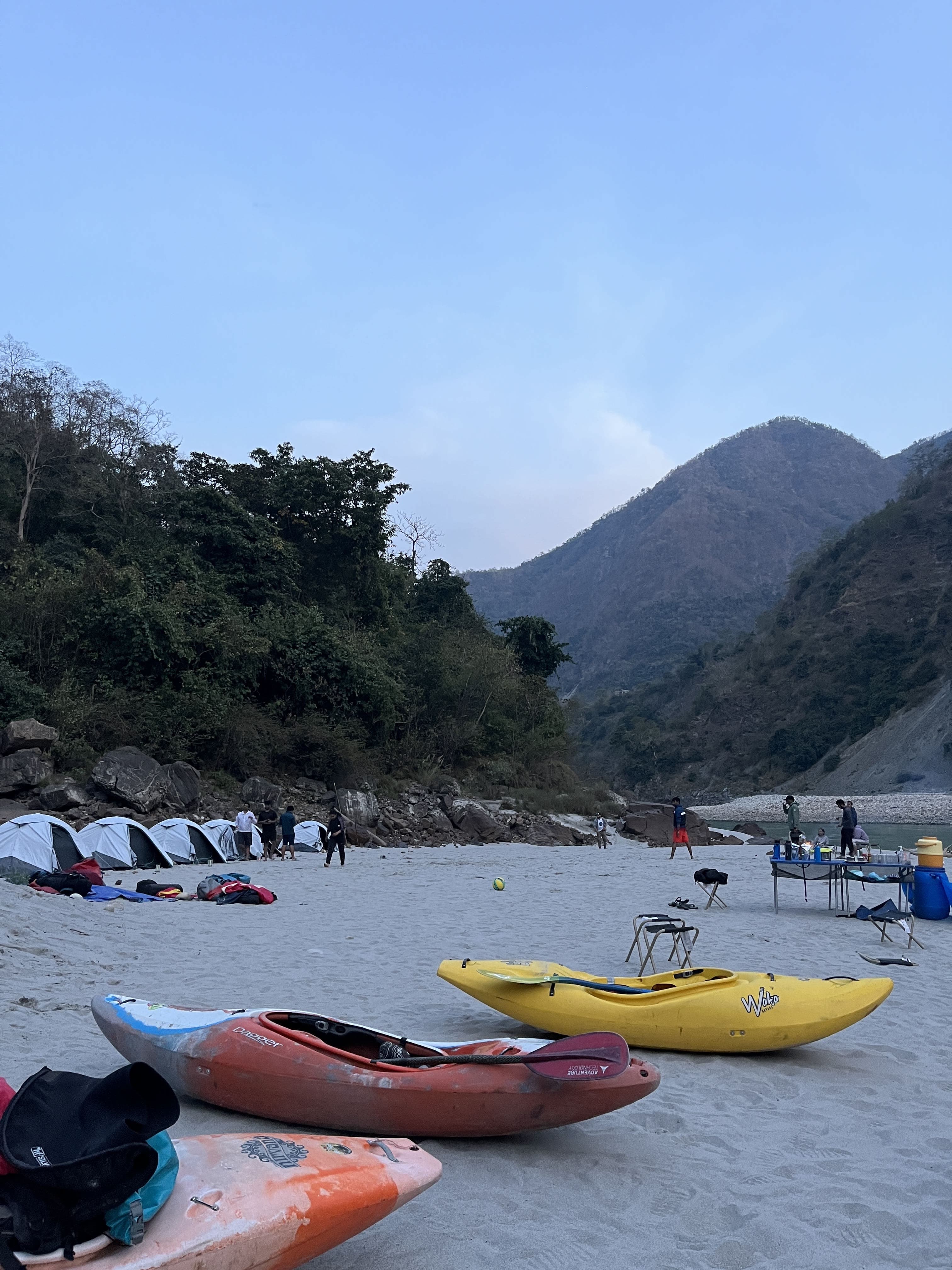 Kayaker bouldering
